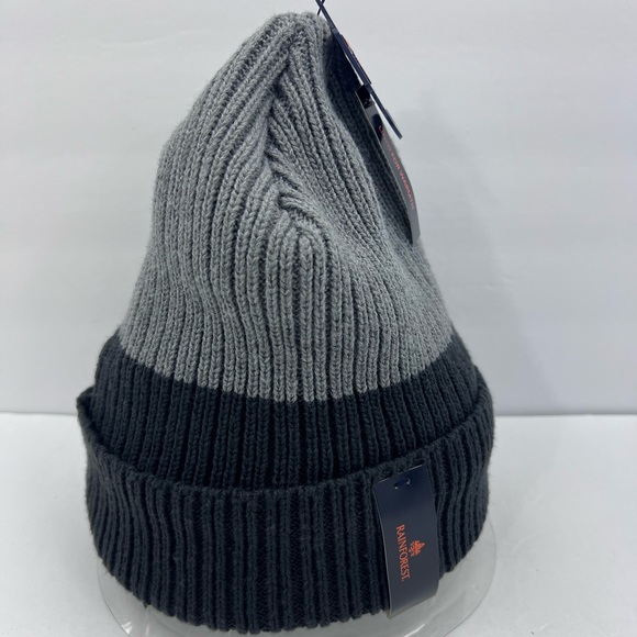 RAINFOREST BEANIE HAT, GREY & CHARCOAL, LINED WITH FLEECE FOR WARMTH, UNISEX - Picture 4 of 16